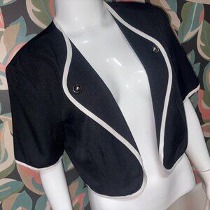Vintage Black and White Short Sleeve Bolero Sz 13/14
